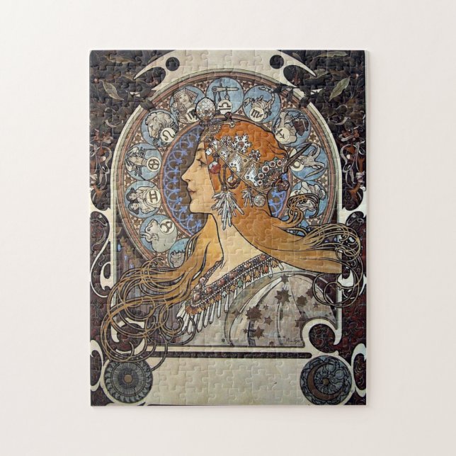 Puzzle Plume Zodiac Woman par Alphonse Mucha - Art Nouvea (Vertical)