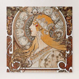Puzzle Plume Zodiac Woman par Alphonse Mucha - Art Nouvea