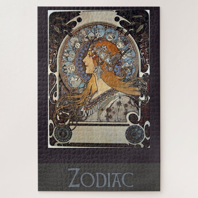 Puzzle Plume Zodiac Woman par Alphonse Mucha - Art Nouvea (Vertical)