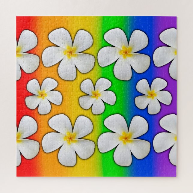 Puzzle Plumeria aux couleurs arc-en-ciel, (Vertical)