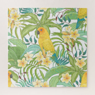 Puzzle Plumeria, perroquet, motif floral Vintage.