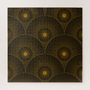 Puzzle Plumes asiatiques : noir or sans soudure.