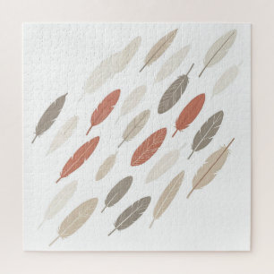 Puzzle Plumes bohèmes rouille taupe motif diagonal