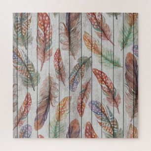Puzzle Plumes colorées, Aquarelle Design sans joint.