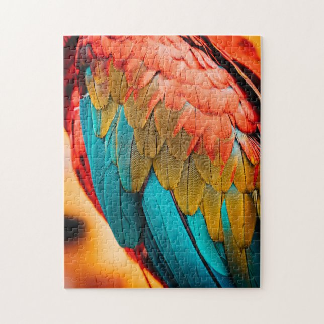 Puzzle Plumes de perroquet de Macaw proches (Vertical)