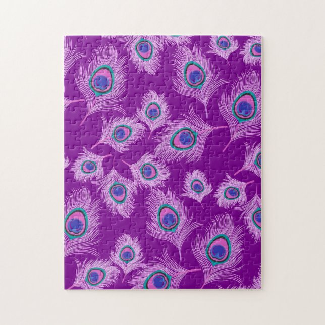 Puzzle Plumes d'orchidée Peacock sur Amethyst violet (Vertical)