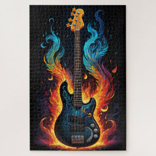 Puzzle Plumes Et Flammes Basse Électrique Guitare