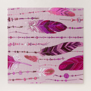 Puzzle Plumes ethniques : Motif de couleur vive.