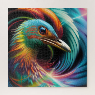 Puzzle Plumes tourbillonnantes de paon d'oiseau coloré