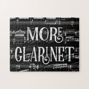 Puzzle Plus Clarinet Chalkboard - Black White Music