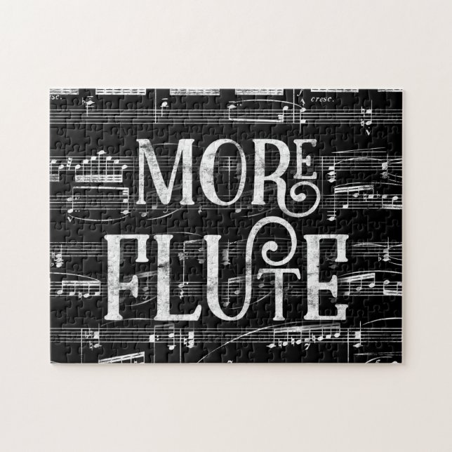 Puzzle Plus Flute Chalkboard - Black White Music (Horizontal)