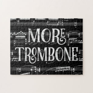 Puzzle Plus Trombone Chalkboard - Black White Music