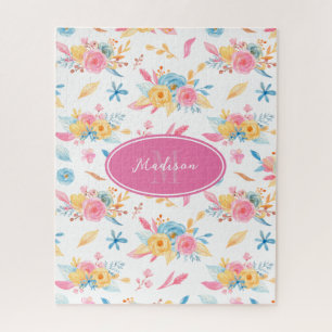 Puzzle Plutôt rose Motif Floral Monogramme