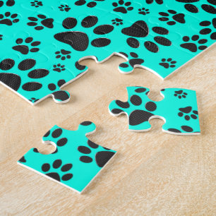 Puzzle Poches de chien noir et blanc Pointe Polka sur cya