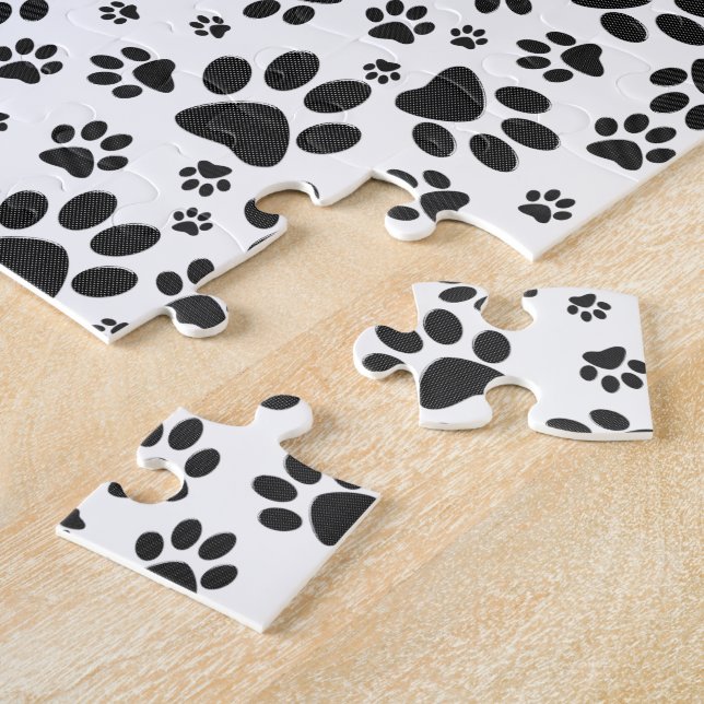 Puzzle Poches de chien noir et blanc Polka Dot Jigsaw Puz (Côté)