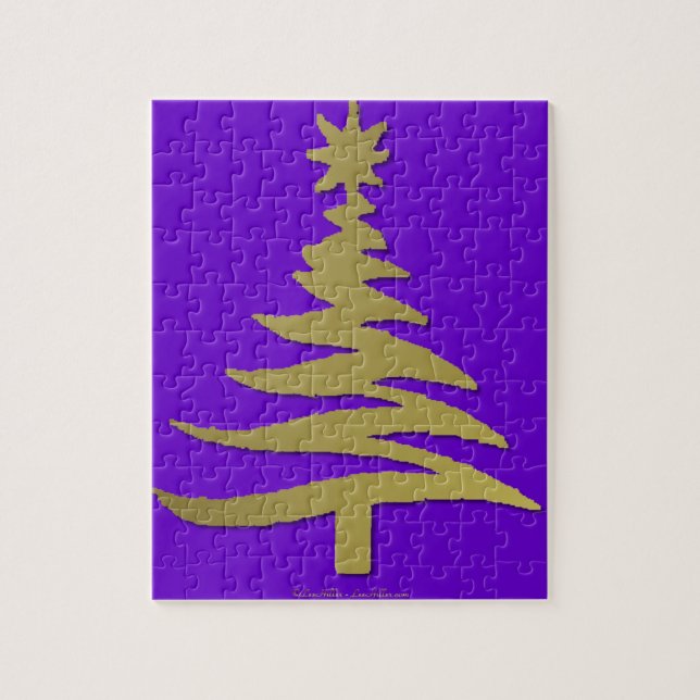 Puzzle Pochoir d'arbre de Noël Or (Vertical)