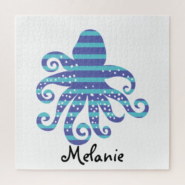 Puzzle Poctopus à rayures bleues (Vertical)