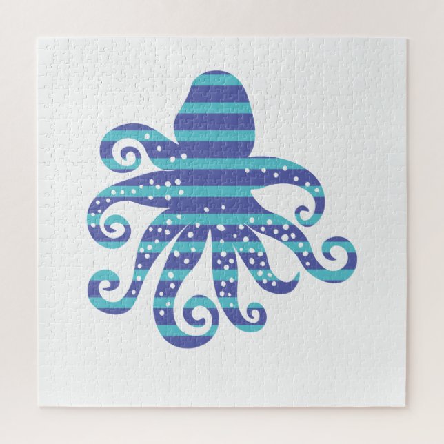 Puzzle Poctopus à rayures bleues (Vertical)