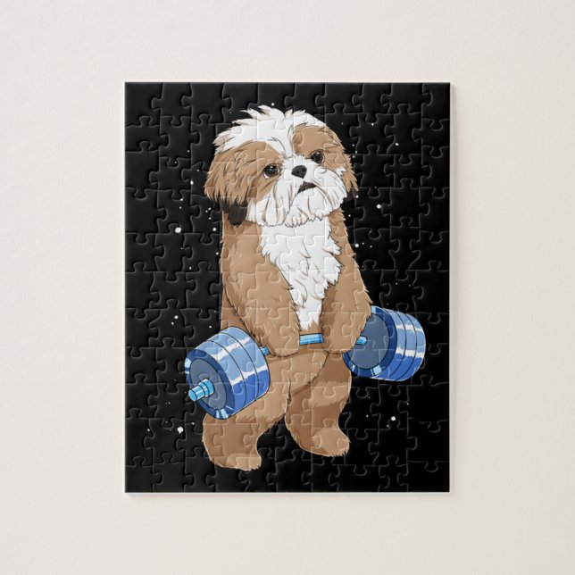 Puzzle Poids amusant Lifting Fitness Gym Shih Tzu Chien (Vertical)