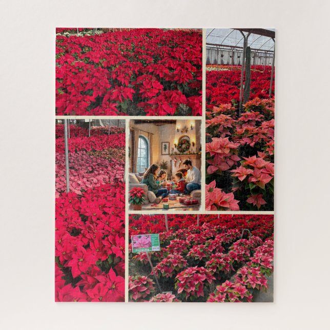 Puzzle Poinsettia Add Your Photo Christmas Holiday Gift (Vertical)