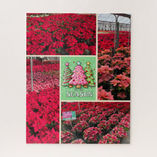 Puzzle Poinsettia and Photo Template Christmas Holiday