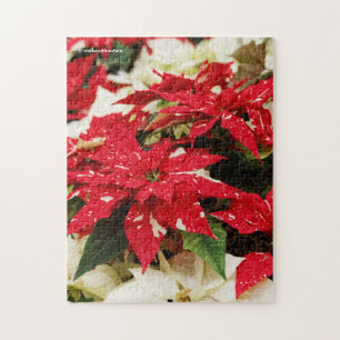 Puzzle Poinsettias Festive Rouge Blanc Floral