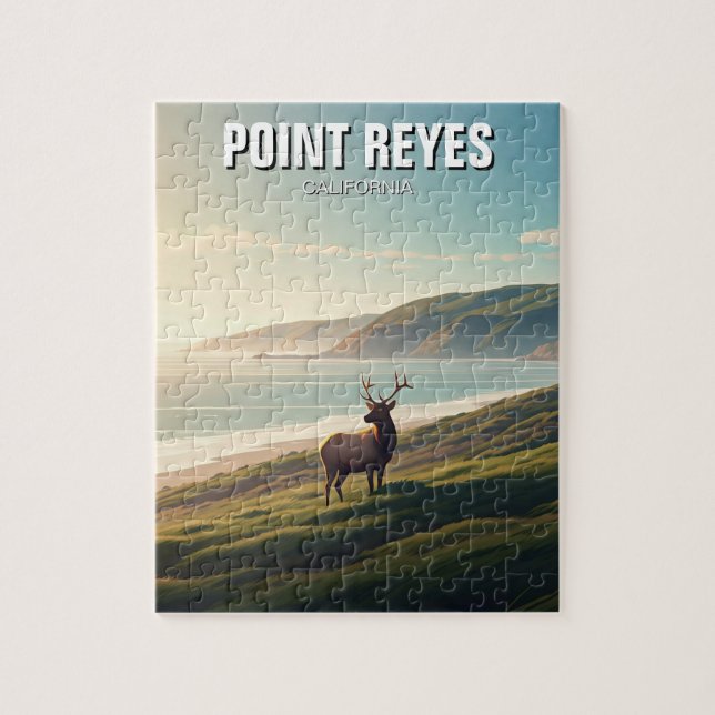 Puzzle Point Reyes National Seashore Elk (Vertical)
