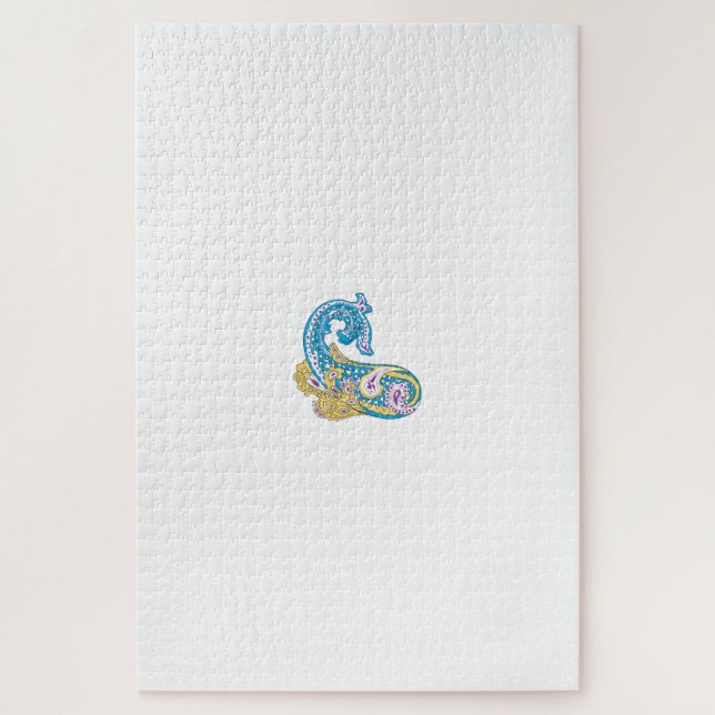 Puzzle Point, Sherpa Blue, Design de sable doré (Vertical)