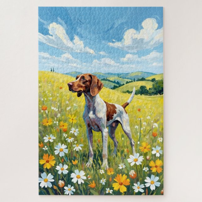 Puzzle Pointer allemand Prairie printanière Chien (Vertical)