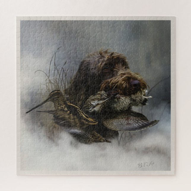 Puzzle Pointeur à poils durs Griffon, Chasse à la bécasse (Vertical)