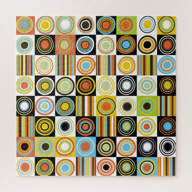 Puzzle Points colorés, cercles, rayures arrière - plan. (Vertical)