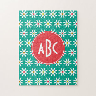Puzzle Points de marguerite Turquoises monogrammes