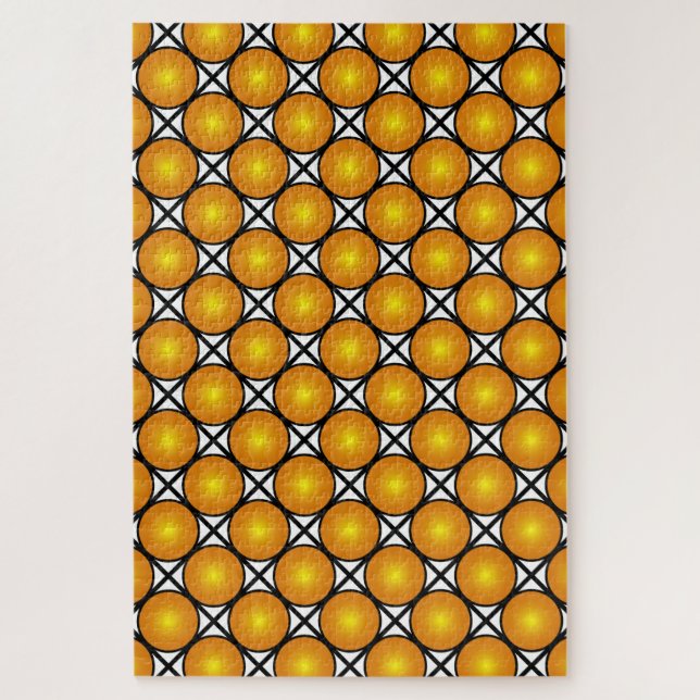 Puzzle Points dorés lumineux Motif de réseau noir et blan (Vertical)