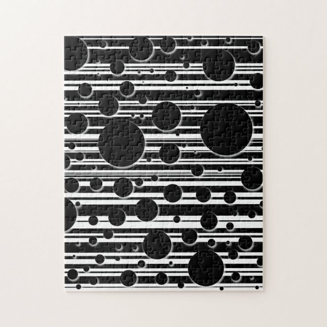 Puzzle Points et rayures noirs et blancs (Vertical)