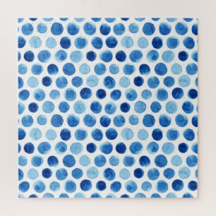 Puzzle Pois bleus, motif aquarelle sans couture.