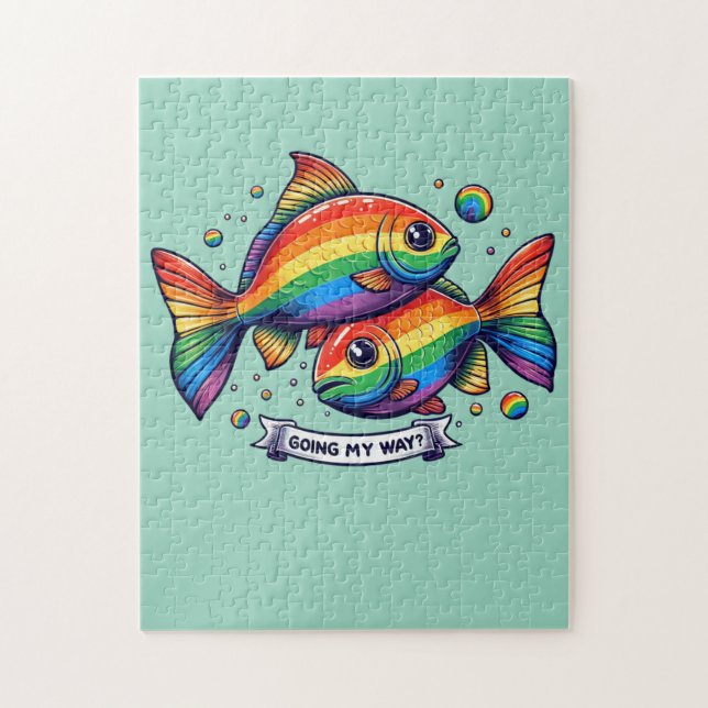 Puzzle poisson arc-en-ciel gai LGBTQ  (Vertical)