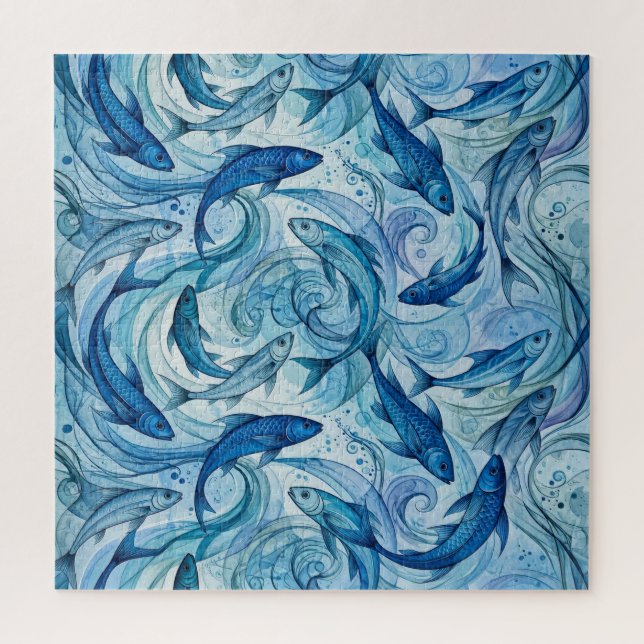 Puzzle Poisson Bleu Mystique Flowing Harmony (Vertical)