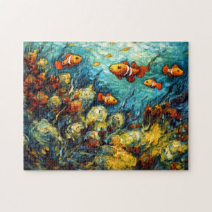 Puzzle Poisson-clown dans une peinture de récif corallien