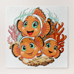 Puzzle Poisson clown Dessin animé Mignon Famille Sous l'e