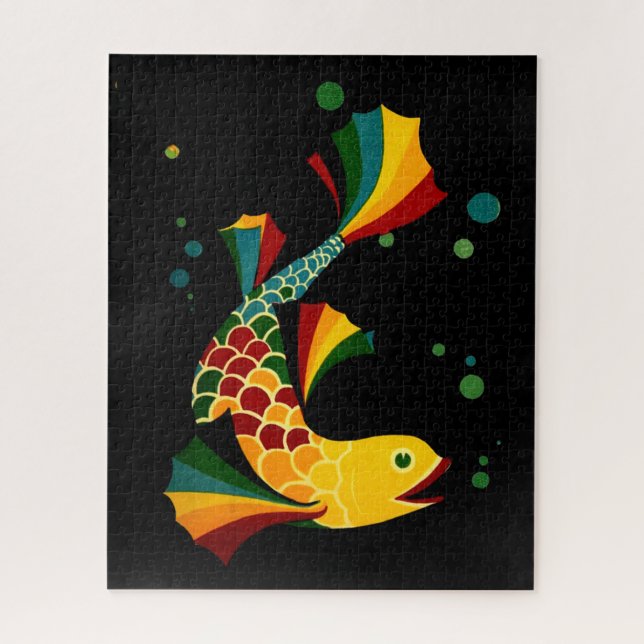 Puzzle poisson coloré ‘n bulles (Vertical)