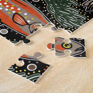 Puzzle Poisson d'eau douce Stylish Black Grey Orange Gree