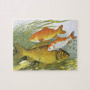 Puzzle Poisson d'or aquatique vintage Poisson Koi, Vie ma