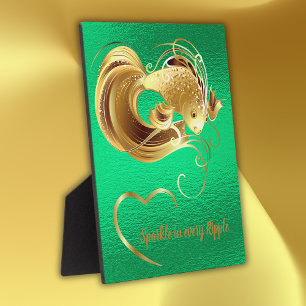 Puzzle Poisson doré sur feuille verte monogramme