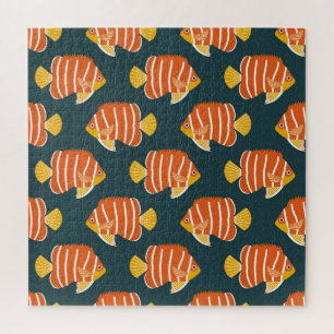 Puzzle Poisson Frénétique : Conception Vintage sans joint