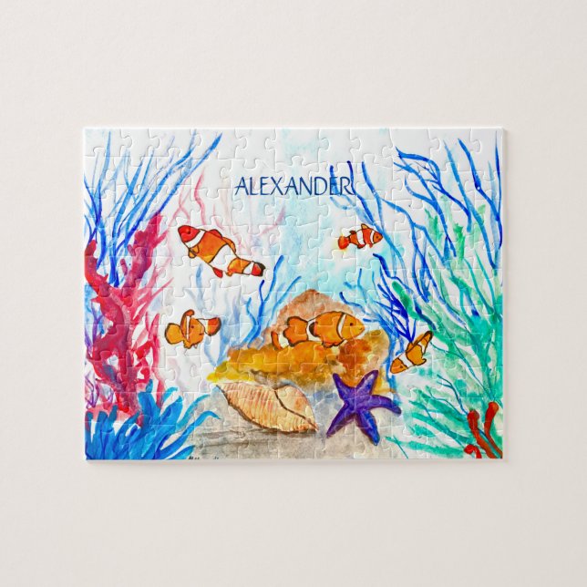Puzzle Poisson Orange Océan Sous la mer Pour les enfants  (Horizontal)