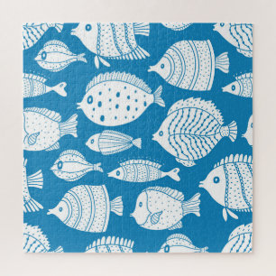 Puzzle Poisson vintage : Ensemble d'illustrations décorat