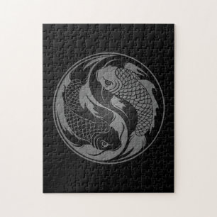 Puzzle Poissons gris et noirs de Yin Yang Koi