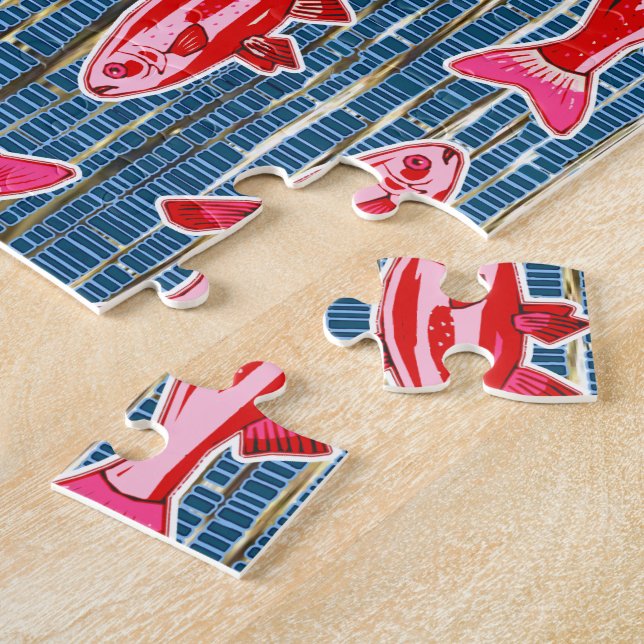 Puzzle Poissons roses et rouges pour la Saint-Valentin Di (Côté)