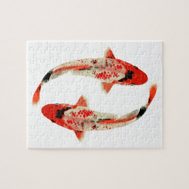 Puzzle Poissons rouges, blancs, et noirs de Koi (Horizontal)