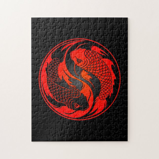 Puzzle Poissons rouges et noirs de Yin Yang Koi (Vertical)